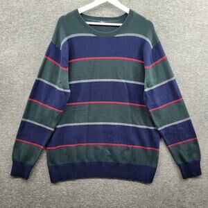 Rails Sweater Men's XL Green Blue Red Kent Rugby Striped Crew Neck NWOT